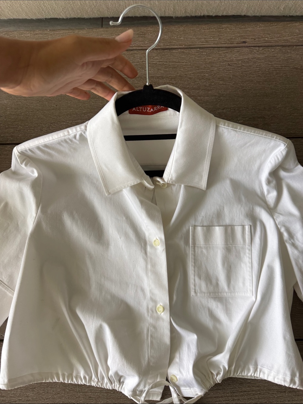 Altuzarra 34 like a small White Cropped Button-Front Shirt with pocket luxury